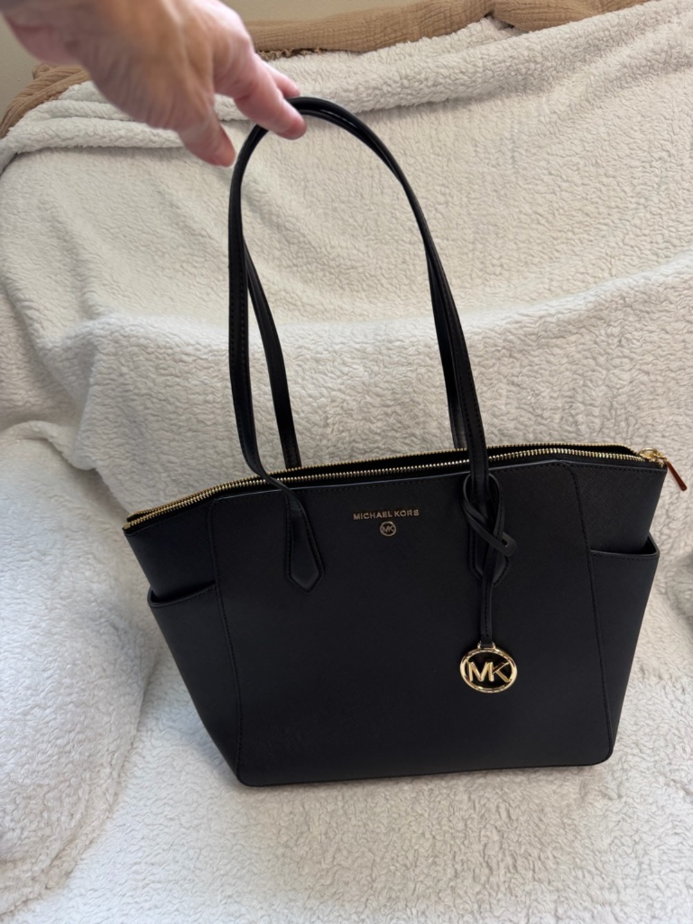 Michael Kors Black Tote with Gold MK Charm